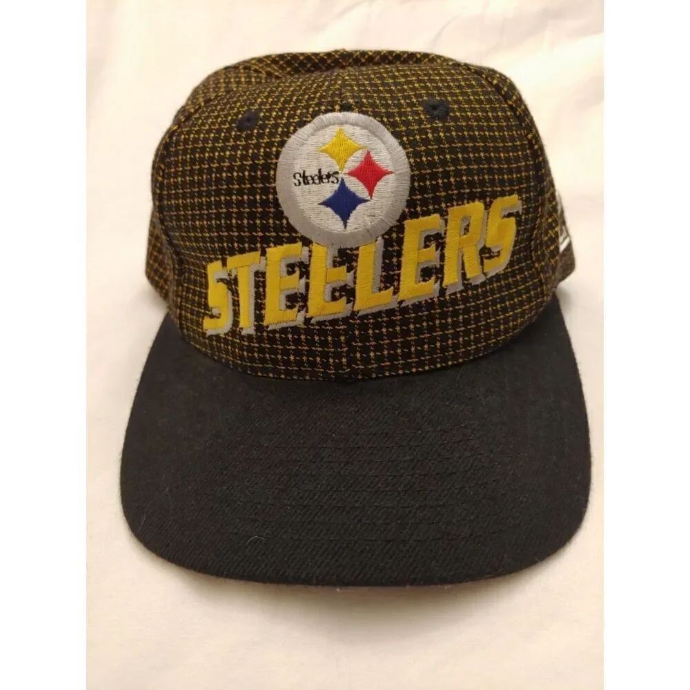 Logo Athletic NFL Pro Line VINTAGE STEELERS Black/Yellow Check Baseball Cap